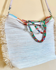 En Shallah, Embroidered Raffia Bag M