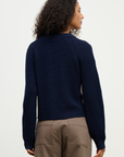 Velvet, Savannah Engineered Stiches Sweater - Navy/Light Grey
