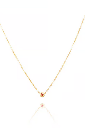 The Makery, Gold Vermeil Chain Necklace with Red Enamel Heart