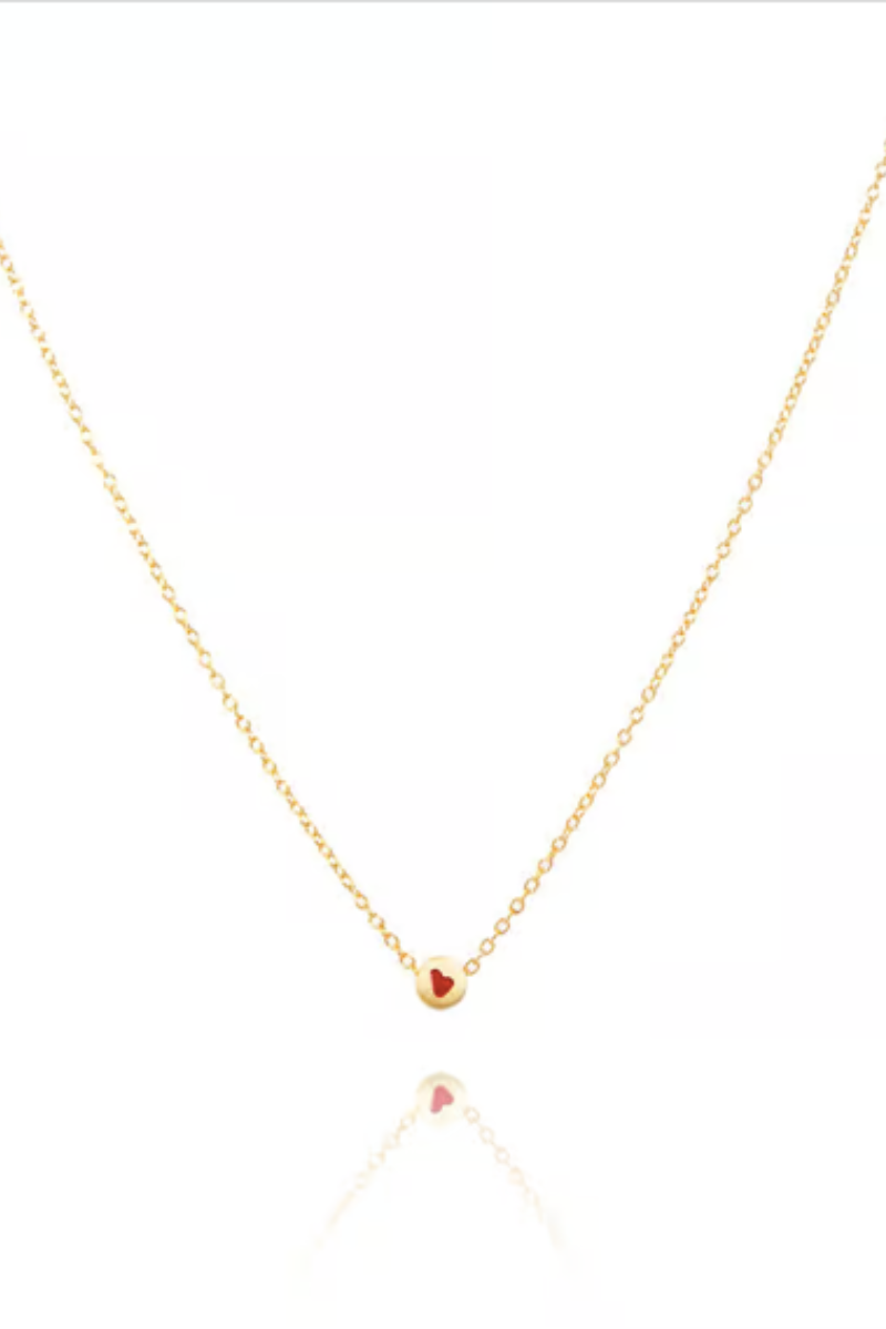 The Makery, Gold Vermeil Chain Necklace with Red Enamel Heart