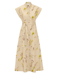 Mirto, Botanical print shirt dress- Beige