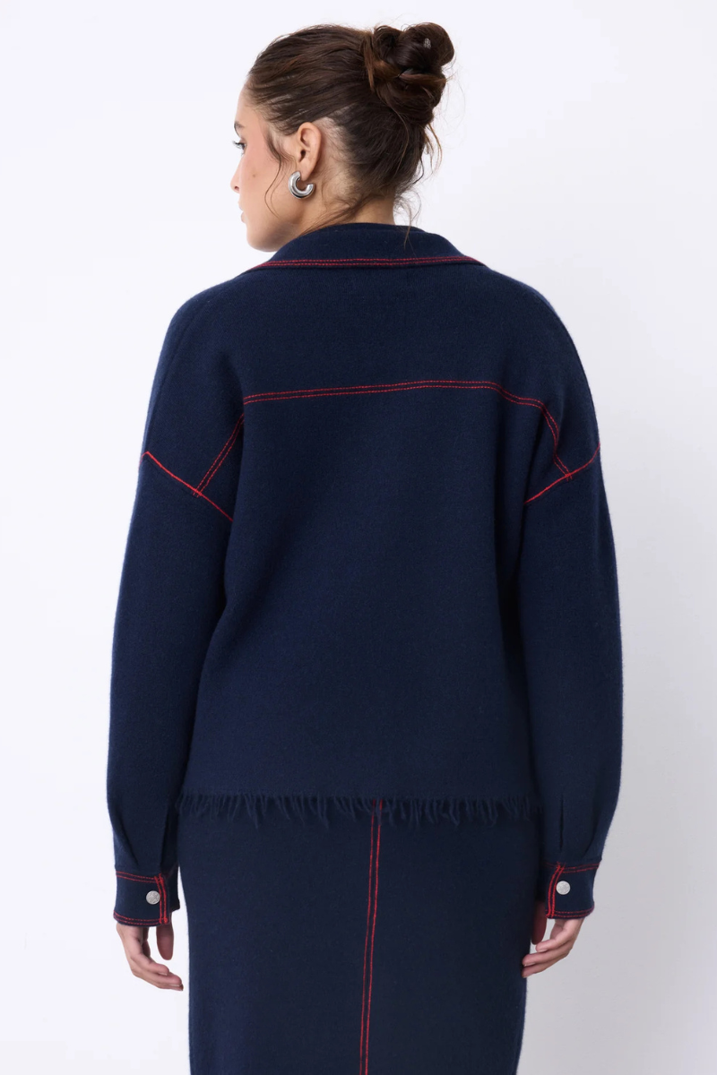 Not Shy, Levo Cashmere Jacket- Marine / Adrenaline