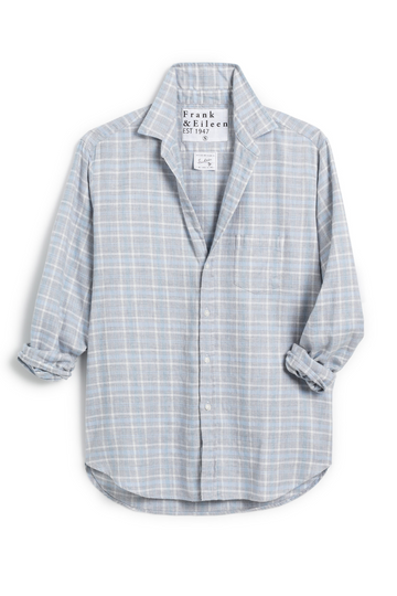 Frank & Eileen, Eileen Relaxed Button-Up Shirt- Melange Grey & Blue Plaid
