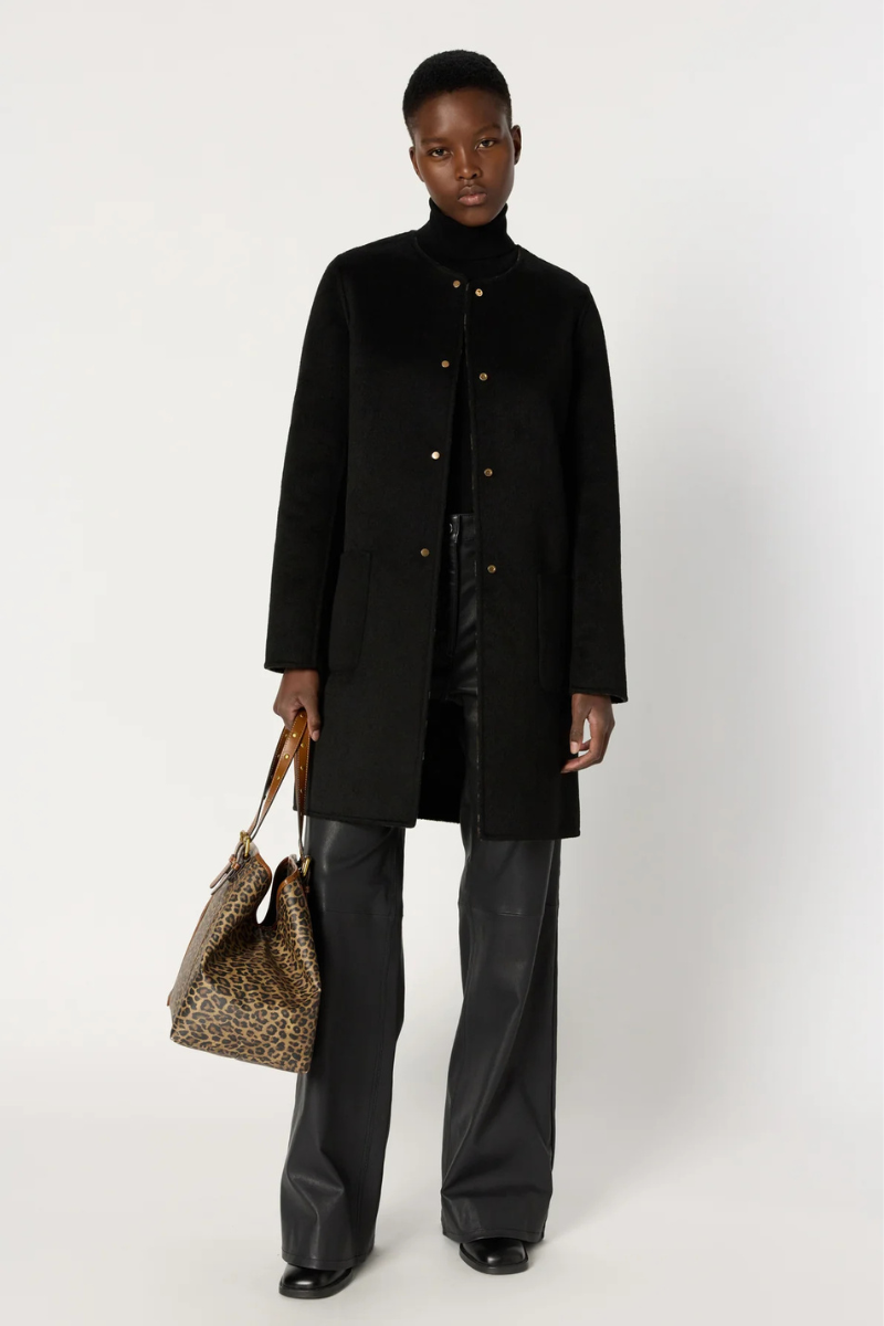 Gerard Darel, Matilda Reversible Plain and Leopard Coat - Marron