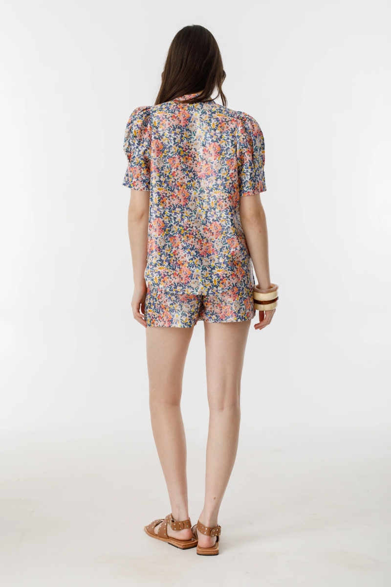 Lanhtropy, Athina Metalic Linen Shirt - Florece Print
