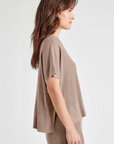 Splendid, Georgie Short Sleeve Rib Sweater - Tawny Heather