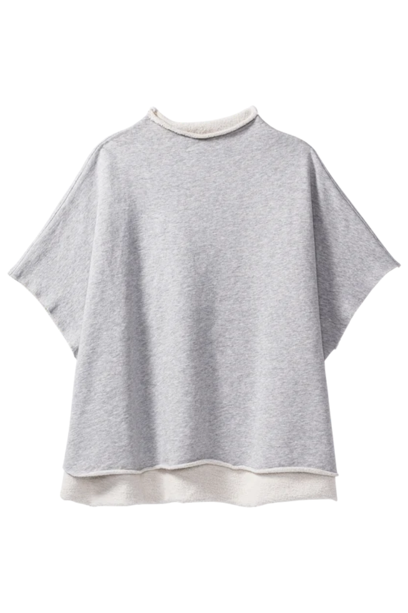 Frank & Eileen, Audrey Funnel Neck Capelet-Heather Grey Melange