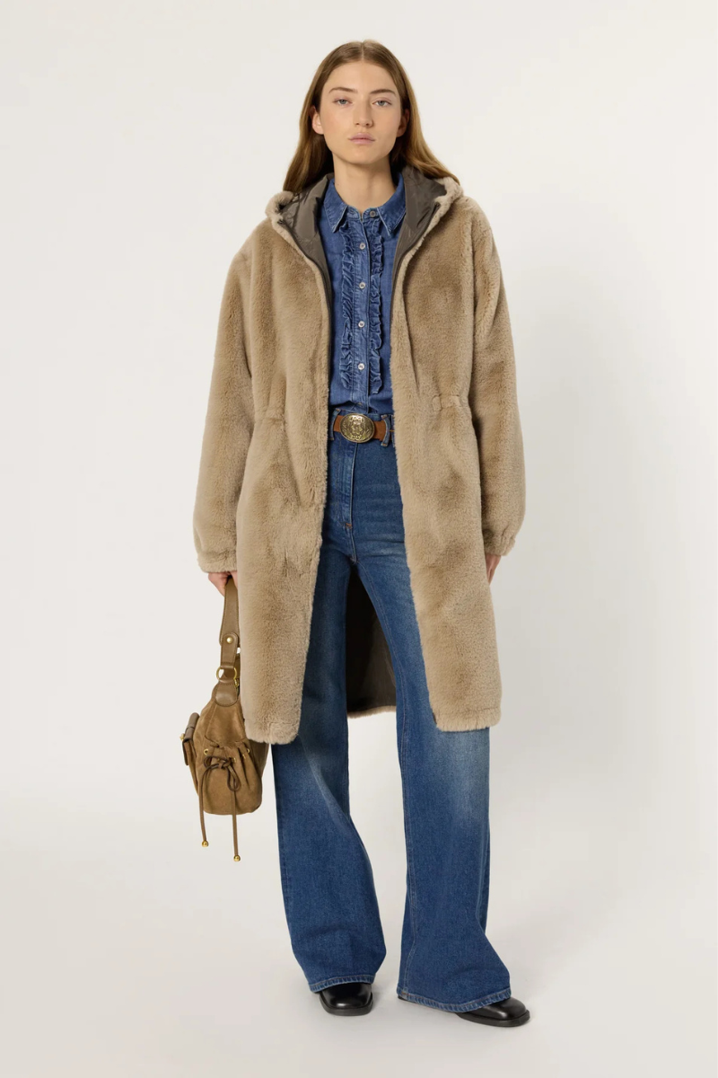 Gerard Darel, Mayline Reversible Faux Fur Parka - Vert Kaki