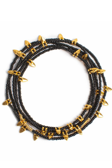 The Makery, Tribal Charm Heartstring Necklace- Black and Gold