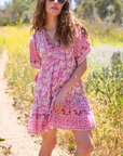 Bell, Angelina Mini Dress- Pink Print