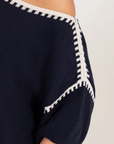 Charli, Billie Knit Top- Deep Blue