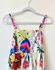 Printed Cotton Spaghetti Strap Dress- Multi