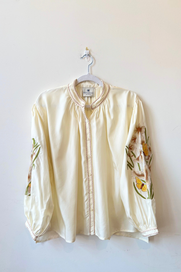 Benaras, Silk Shirt-Ecru Multi