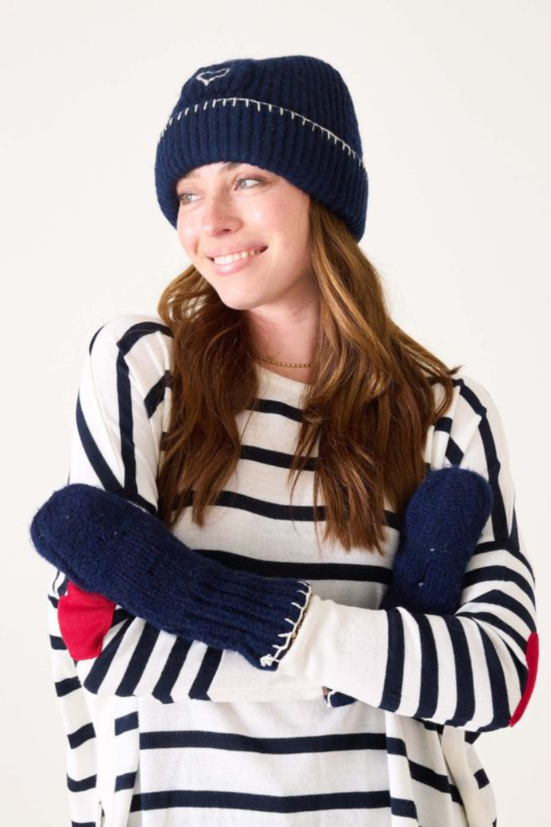 MERSEA, Sailor Love Whipstitch Beanie - Navy/Cream