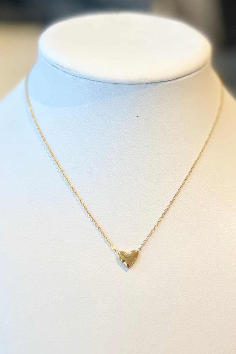 LC, Heart Charm Necklace- Gold