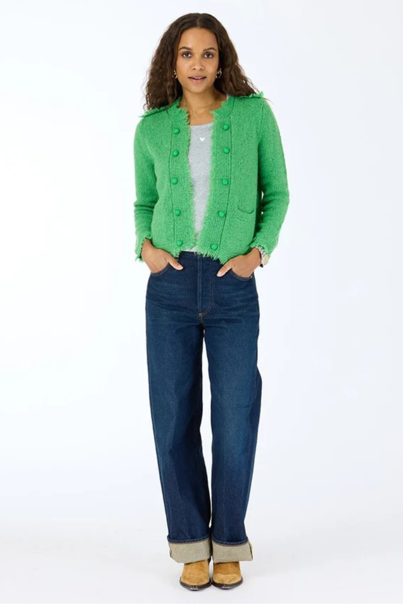 Kerri Roesenthal, Fringe Beau-lero Cardigan - Grass Green
