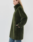 Velvet, Yves Lux Suede Fur Coat- Hunter Green