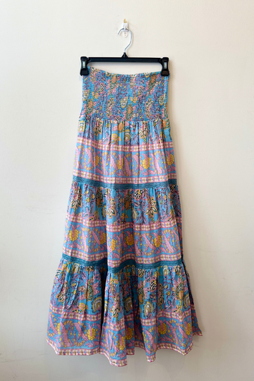 Bell, Mandy Maxi Skirt- Blue/Yellow Print