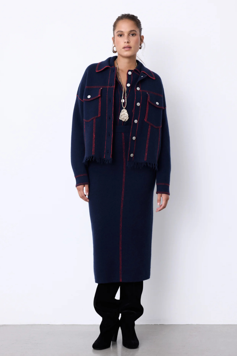 Not Shy, Levo Cashmere Jacket- Marine / Adrenaline