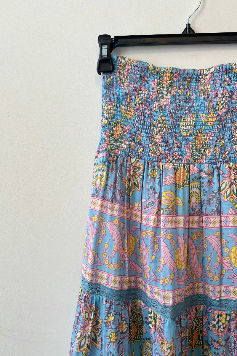 Bell, Mandy Maxi Skirt- Blue/Yellow Print