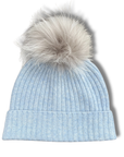 Cashmere Ribbed Hat with Pom Pom