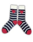Cashmere Cabin Socks - Navy/White with Hearts