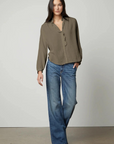 Velvet, Trish Flutter Collared Shirt-Thicket