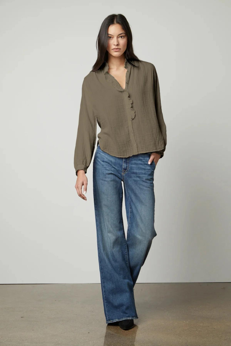 Velvet, Trish Flutter Collared Shirt-Thicket