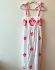 Nimo With Love, Agate Dress - White Jacquard with Flower bunch Embroidery