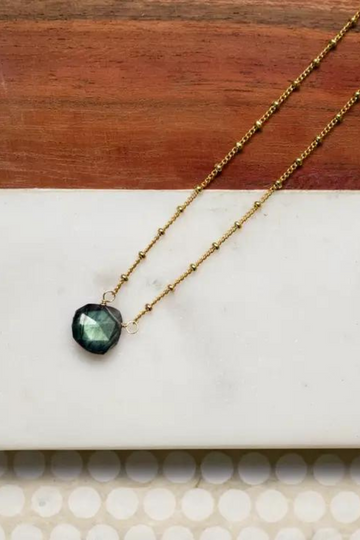 A.V. Max, Dainty Semi-Precious Necklace- Gold Bead Chain