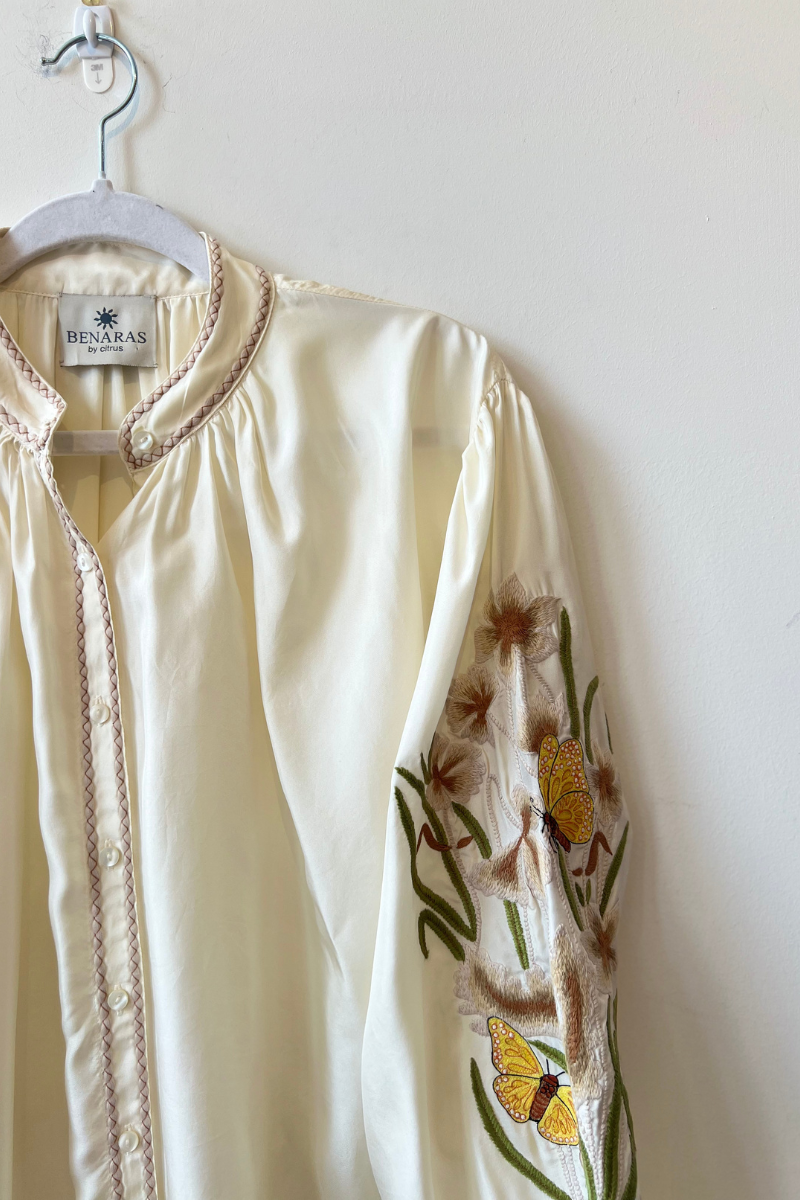 Benaras, Silk Shirt-Ecru Multi