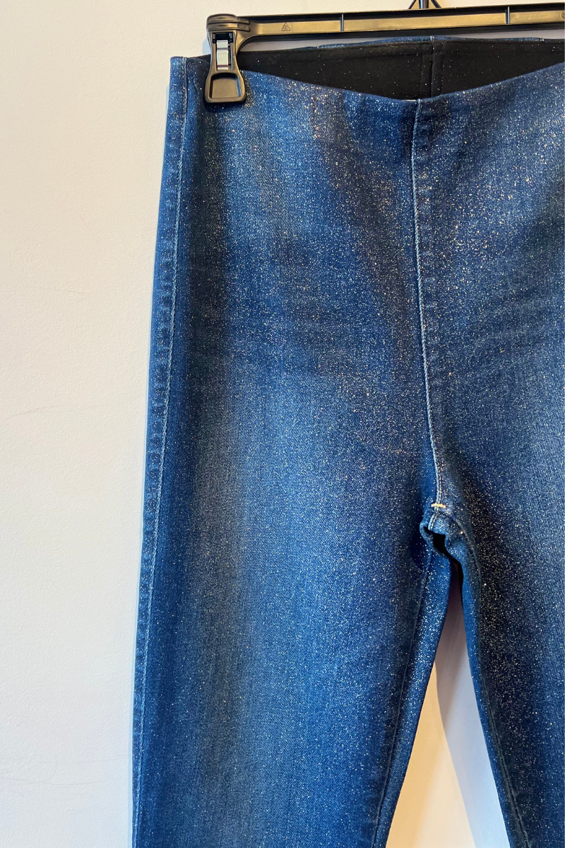Frank & Eileen, Derry Illusion Pants- Navy Rinse with Silver Glitter