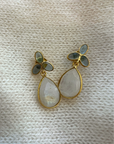 Schmuckoo, Teardrop with Cluster Earrings - Rainbow Moonstone