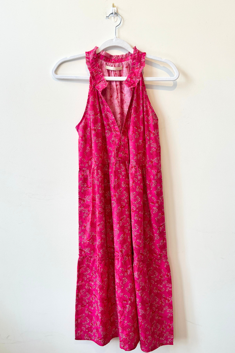 LOLA, Sapphire Midi Cotton Dress - Hot Pink