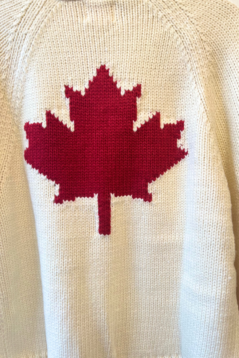 Varsity Cardigan-Red Maple Leaf