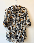 Palme, Cotton V-Neck Shirt Black Print