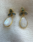 Schmuckoo, Teardrop with Cluster Earrings - Rainbow Moonstone