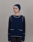 Oats & Rice, Cottage Pocket Cashmere Tank- Navy