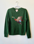 Quenna, Flying Mallard Crew Neck Sweater-Green