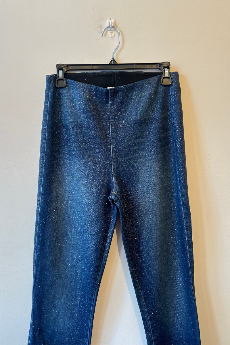 Frank & Eileen, Derry Illusion Pants- Navy Rinse with Silver Glitter