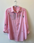Palme, Embroidered Cotton Shirt Pink & White stripe 67057