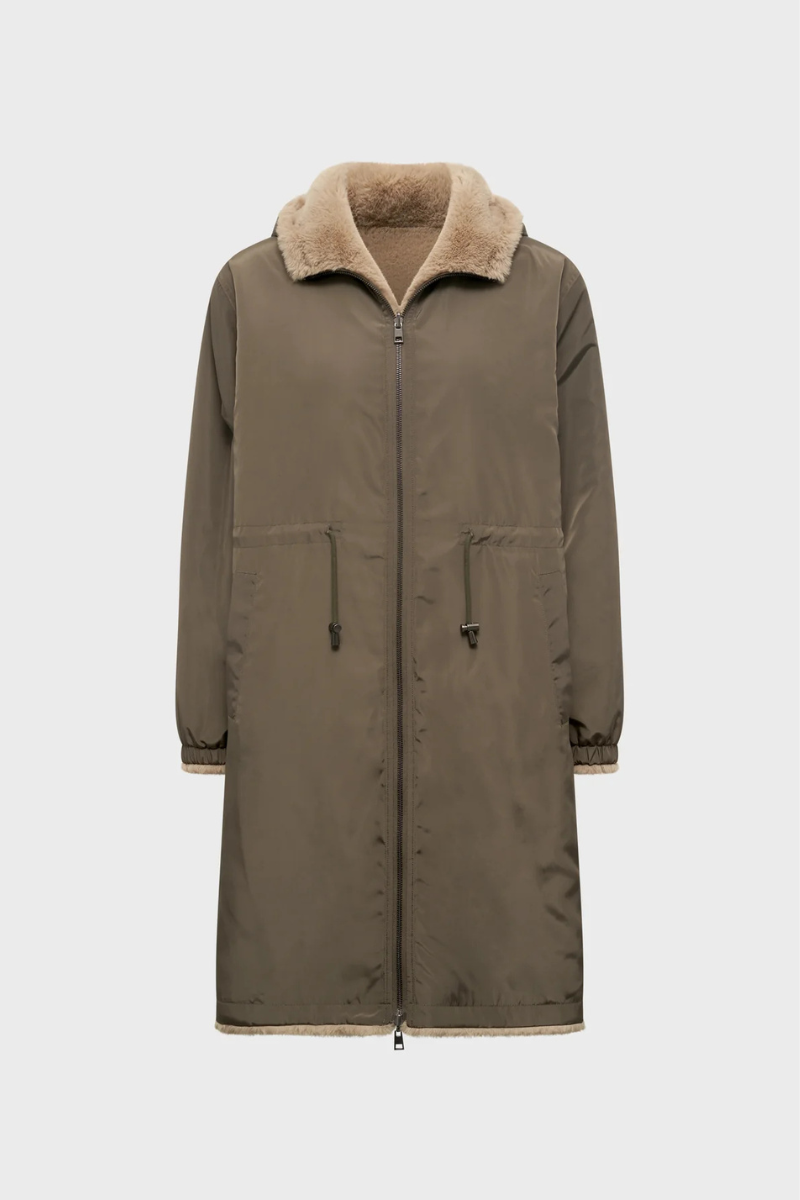Gerard Darel, Mayline Reversible Faux Fur Parka - Vert Kaki