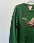 Quenna, Flying Mallard Crew Neck Sweater-Green