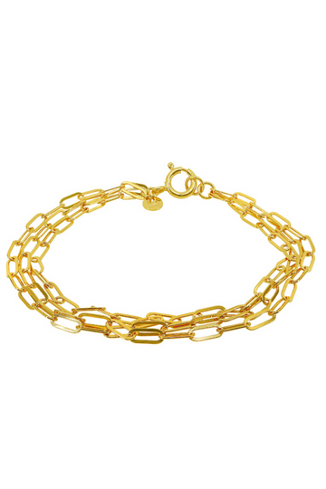 Gold Triple Paperclip Chain Bracelet
