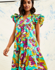 Love the Label, Ember Dress- Electric Garden Aqua