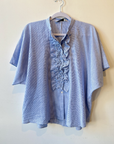 0039 Italy, Daisy Linen Striped Blouse- Blue/White