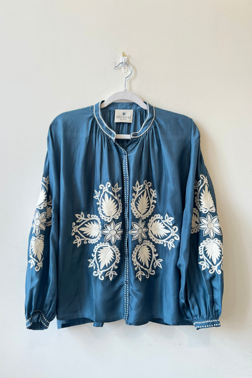 Benaras, Silk Shirt-Blue