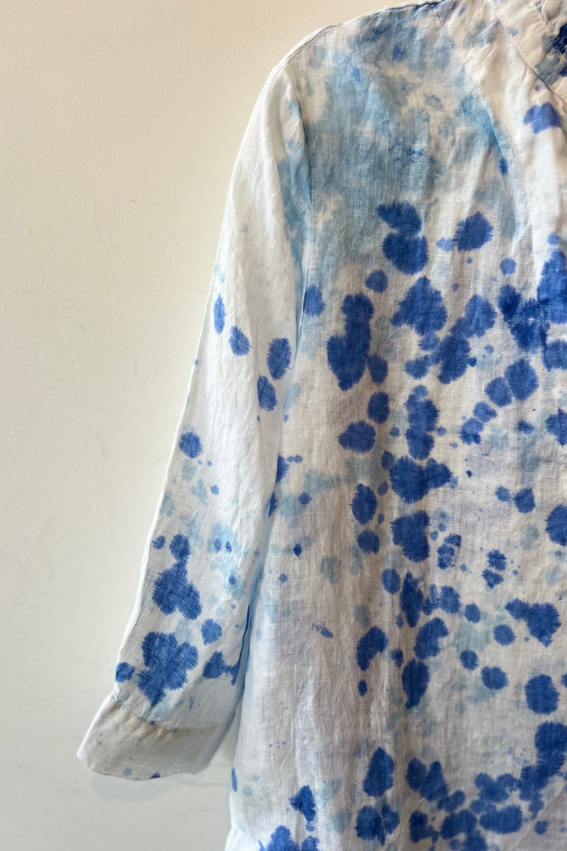 Stark, Annette Linen Tie Dye Top-Blue Dots