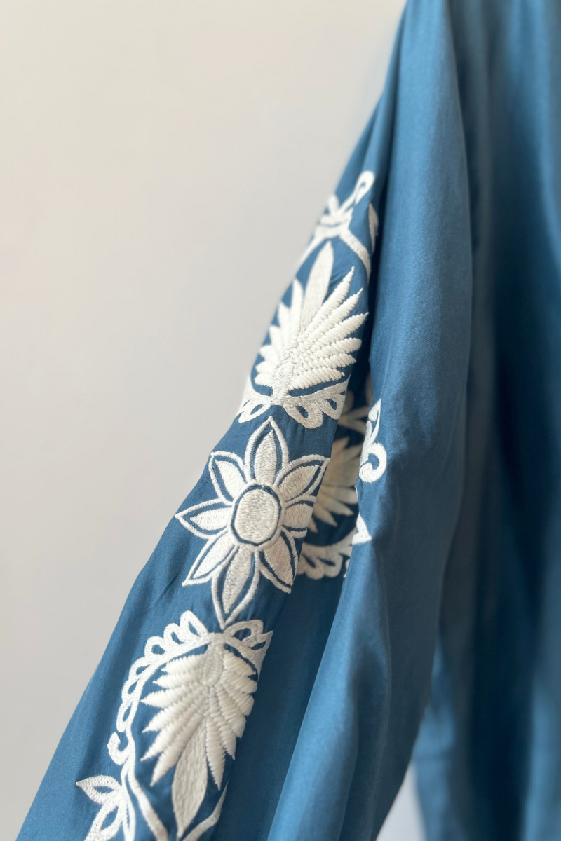 Benaras, Silk Shirt-Blue