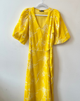 Ro's Garden, Naira Crinkle Maxi Dress- Yellow Celaya